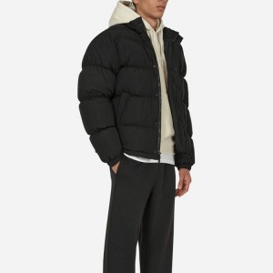 Custom Mens Cotton Filled Puffy Jackets With Zipper Pockets