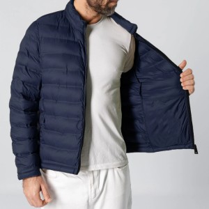 Men’s Light Quilted Down Jacket Classic Stand Up Collar Down Coat