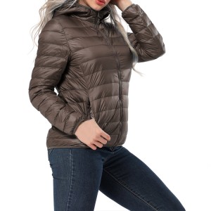 Light Quilted Jacket For Women Hooded Down Coat Custom Whalesale