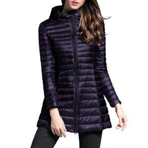 Long Quilted Down Jacket With Hood Women’s Down Coat Winter OEM Manufacturer