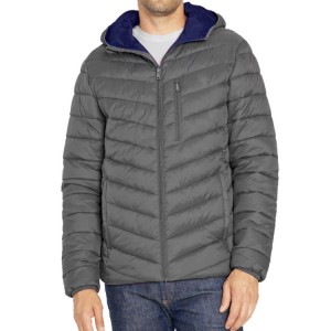 Men’s Hooded Quilted Jacket Lightweight Cotton Padded Coat Winter