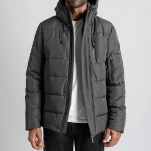 Custom Logo Men’s Down Jacket Pure Color Classic Down Coat With Hood Wholesale