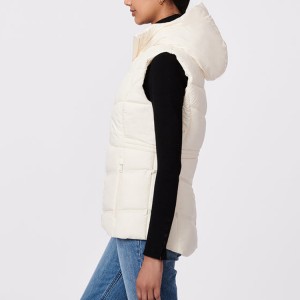 High Quality Women’s Hood Down Vest Cotton Filled Quilted Gilet Custom