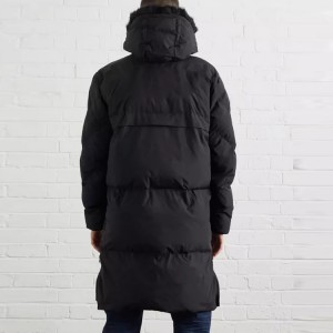 Custom Cotton Padded Jackets For Men Long Puffer Coat With Fur Hood
