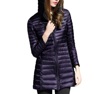 Long Quilted Down Jacket With Hood Women’s Down Coat Winter OEM Manufacturer