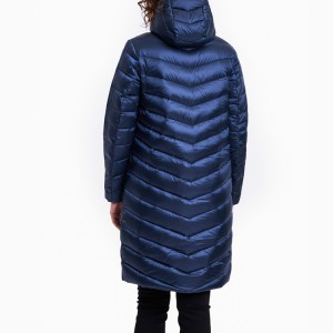 Ladies Long Quilted Down Jackets Waterproof Hood Puffer Coat For Women