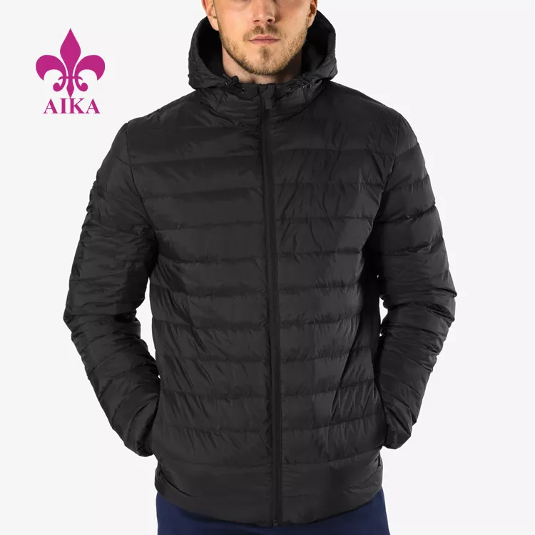 China Cheap price Mens Insulated Down Jacket - Factory Custom Men Lightweight Quilted Down Jackets with hooded – AIKA