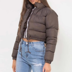 High Quality Puffer Cropped Cotton Padded Jacket Coat For Women Custom