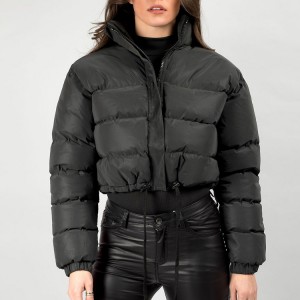 Custom Women’s Short Puffer Cotton Filled Jacket Coat For Winter Sports