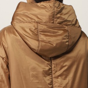Custom Ladies Long Puffer Coat Filled Down Hooded Jackets For Women