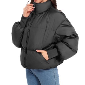 Custom Down Puffer Jacket For Women Cropped Down Coat Factory Wholesale