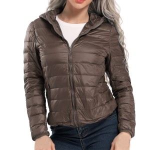 Light Quilted Jacket For Women Hooded Down Coat Custom Whalesale