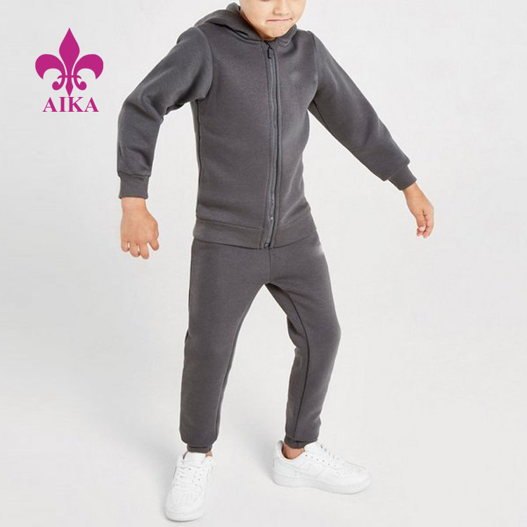 Wholesale Children Sports Suits Gym Wear High quality Custom fleece knitted boy running Tracksuits