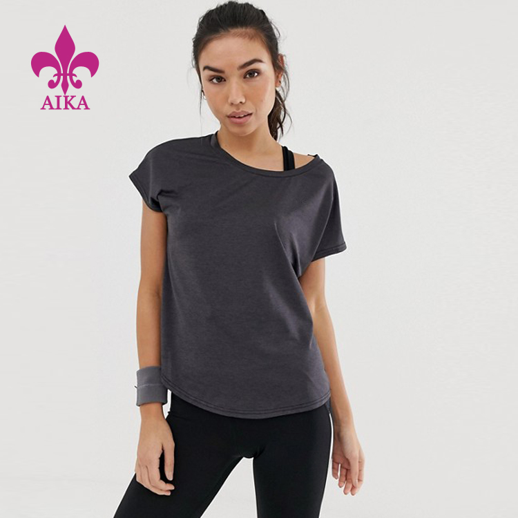Wholesale sexy women loose fit yoga tops Custom  quick Dry workout women t shirts