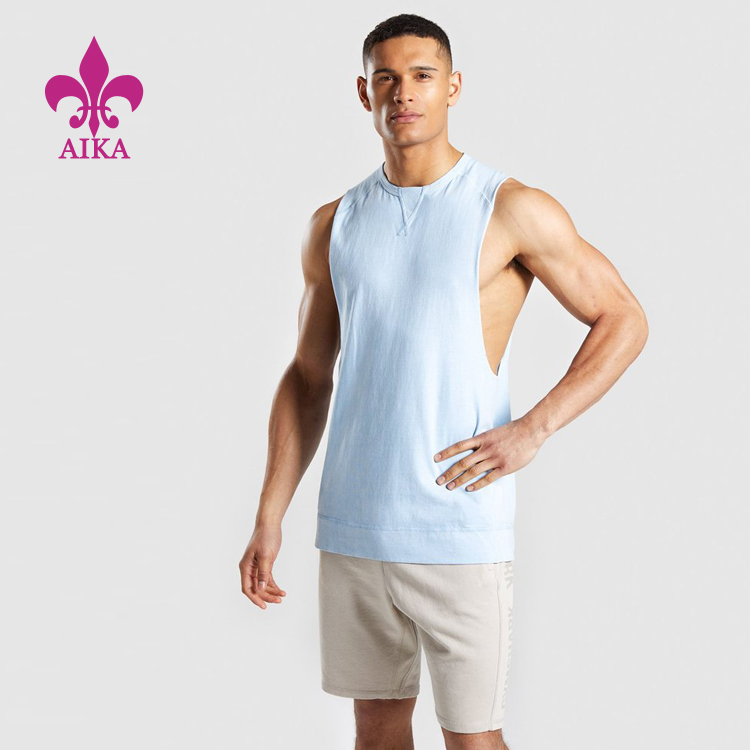 wholesale custom cotton spandex active wear fitness sports breathable men tank top
