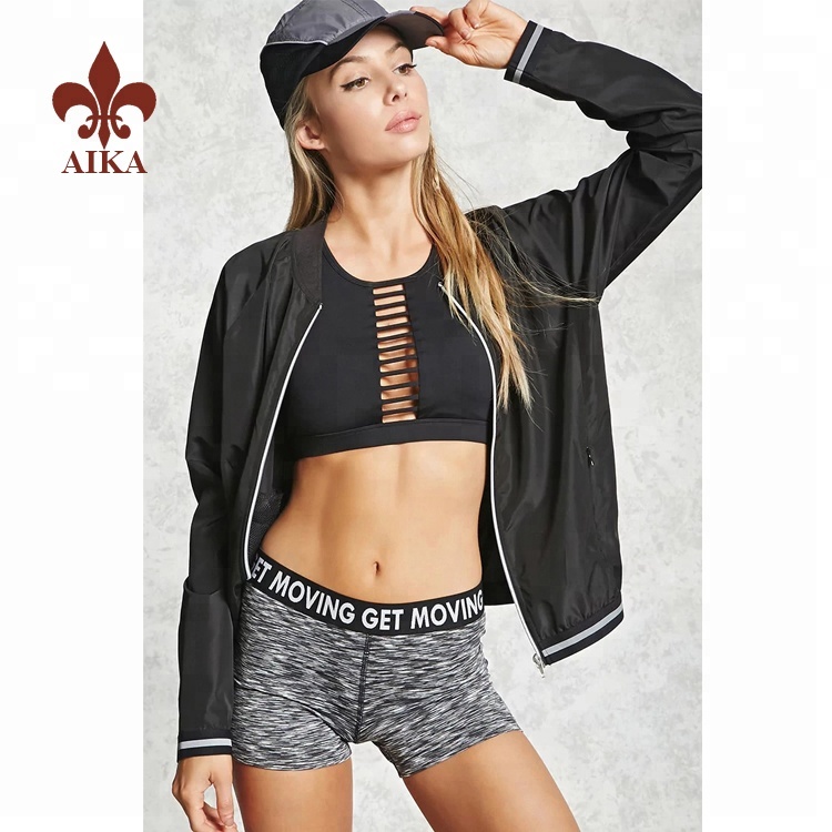 Factory Price For Sports Bodysuits - High quality Custom 100% polyester sexy girls casual sports women jackets – AIKA