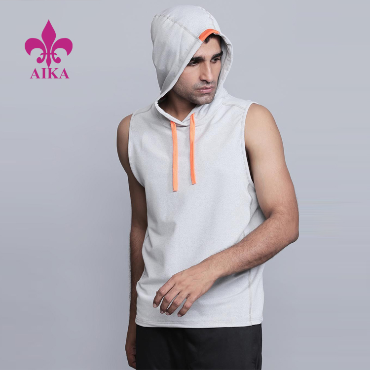 New apparel Pullover Hooded With Drawstring sleeveless Gym Train Running Hoodies for Men