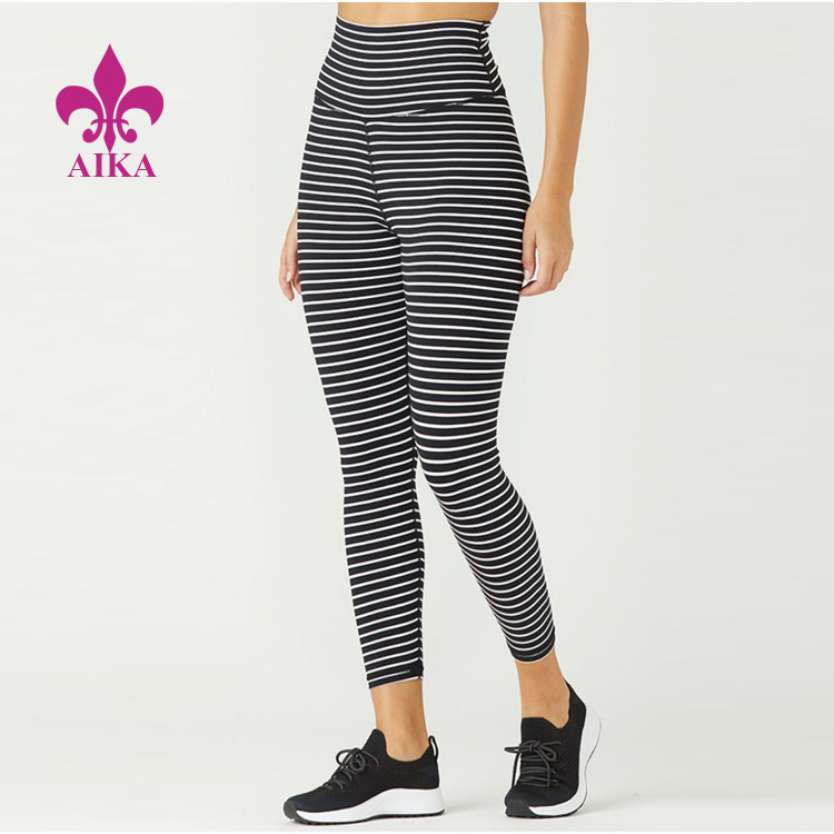 New apparel ladies sexy tights striped workout activewear ankle-lenrth leggings for women