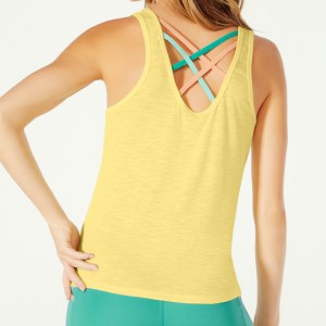 Fast Dry 92%Polyester 8%Spandex Back Cross Strap Plain Sports Gym Tank Tops For Women