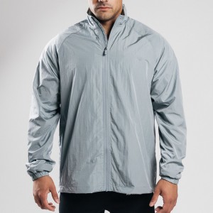 Customized Design Printing 100%Polyester Full Zip Up Windbreaker Sports Jacket for Men