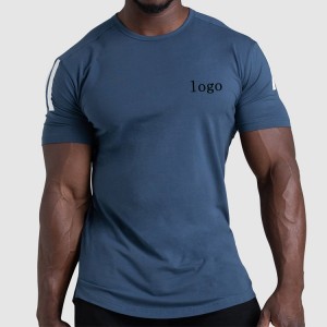 High Quality Curve Bottom Side Split Workout Slim Fit Gym Fitness T Shirts For Men