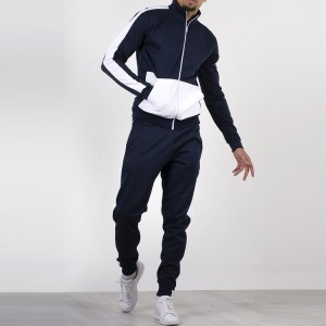 Wholesales Fitness Color Block Slim Fit Jogger Sweatsuit Polyester Tracksuit Set For Men