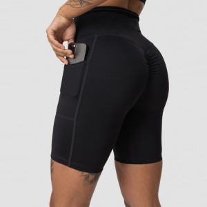 Custom Gym Fitness Workout High Waist Scrunch Pocket Biker Yoga Shorts For Women