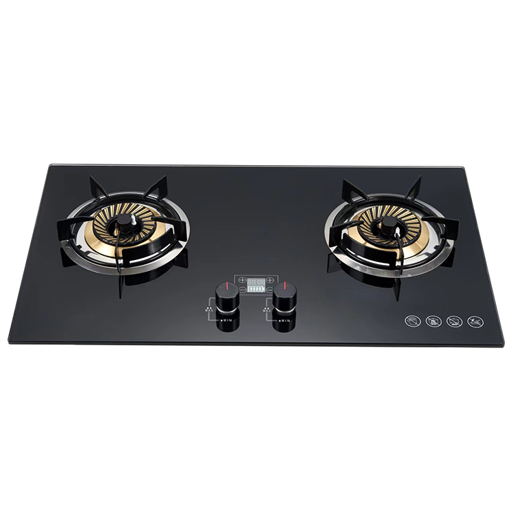 High Quality Gas Stove 2 burner gold steel cap With Timer safe for home use home appliance Factories