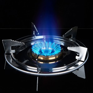 Single burner cast iron pressure gas cooker 7mm tempered glass top table top stainless steel body case