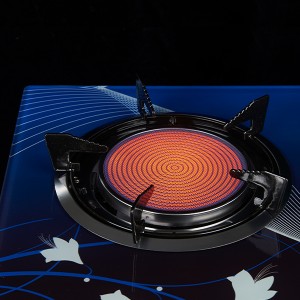 Infrared gas hob with cast iron cover burner 2 burner gas stove 7mm tempered painting glass panel SUS case LPG gas cooker