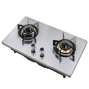 Stainless steel high temperature resistant and uniform flame with 2 burner built in gas stove