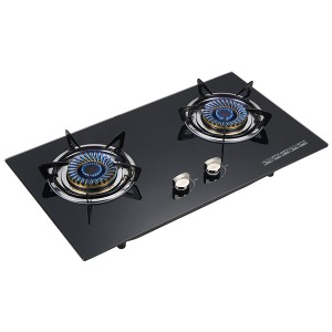 Tempered glass gas cooktop Low consumption and high efficiency 2 burner LPG or NG