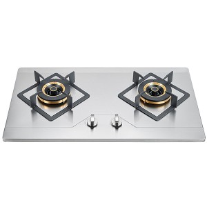 Stainless Steel Panel 2 Brass Burner Cast Iron Pan Support Kitchen Appliance Built-In Gas Hob