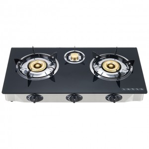 Kitchen appliance 3 burners gas stove with tampered glass on top high quality best hot selling low price with wholesalers