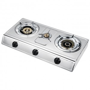 Three burner Stainless Steel Automatic Ignition Table Top Cast iron Burner with copper caps Gas Cooker Cooktop