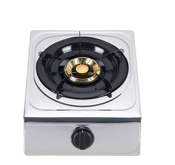 Lower price for sale stainless steel single burner portable gas stove golden color steel cover family gas cooker