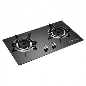 Cylinder Built In Kitchen Appliance 2 Burner Iron Burner Glass top Cooking Gas Hob Gas Cooker Gas Stove