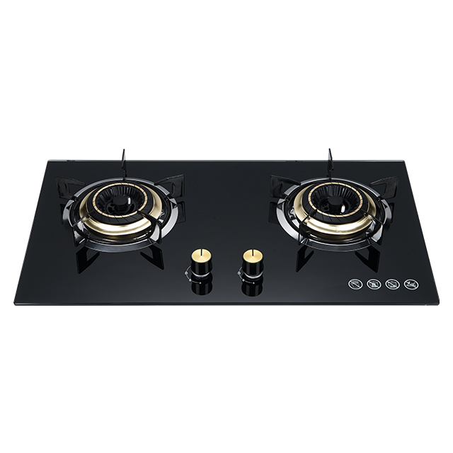 Tempered glass built in double burner gas stove kitchen Appliance