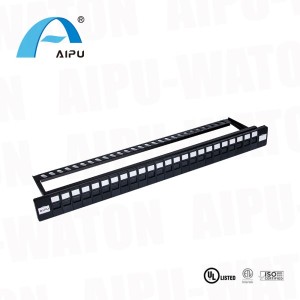 High Quality 1u Rack Mount Blank 24 Ports Unshielded RJ45 Patch Panel Unloaded with Cable Management