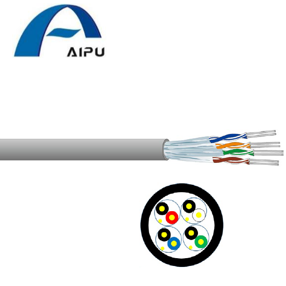Aipu RS-422 Computer Cable Stranded Tinned Copper Wire Twist Pairs 4 Pairs 8 Cores Individually Al-PET Tape PVC LSZH