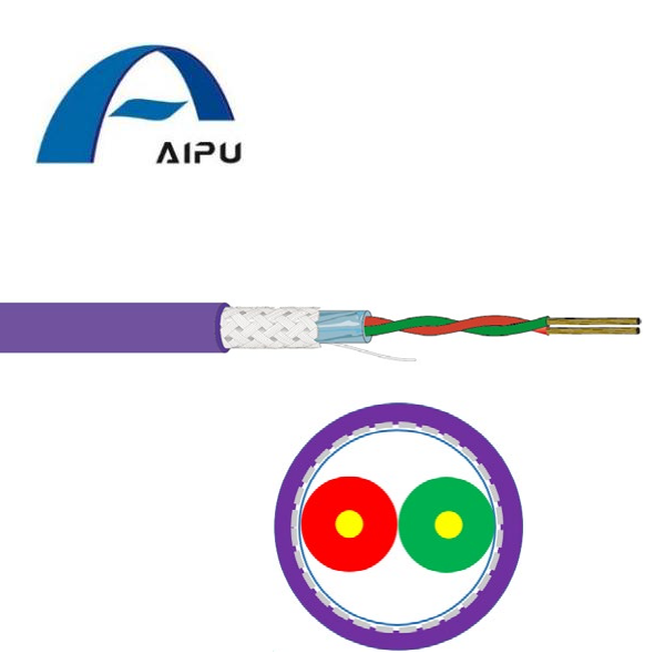 Aipu Profibus Dp Cable 2 Cores Purple Color Tinned Copper Wire Braided Screen Profibus Cable