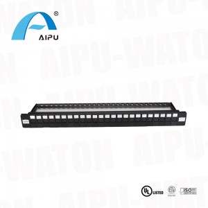 Outdoor Ethernet Fiber Keystone Jack 1u Blank Unshielded 24 Port Patch Panel with Management Bar for Small Home Office Network