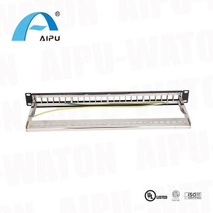 1u 19inch 24 Ports Shielded FTP RJ45 Patch Panel Rack Mount Unloaded Blank with Ground Wire