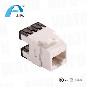 white color CAT.6 6 Keystone Jack with Shielded Toolless 180 degree network connectors