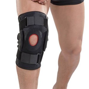 Neoprene adjustable metal strip knee support with silicone pad