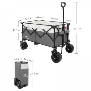 Collapsible Outdoor Utility Wagon Heavy Duty Folding Garden Portable Hand Cart with All-Terrain Beach Wheels