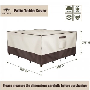 Patio 600D UV Resistant Waterproof Rectangular Garden Table Cover