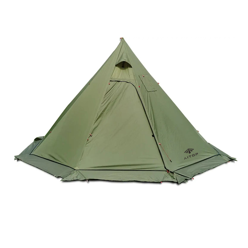 Палатка тыпу Teepee / палатка Tipi – з вогнеахоўным гняздом для дымавых труб. Выява