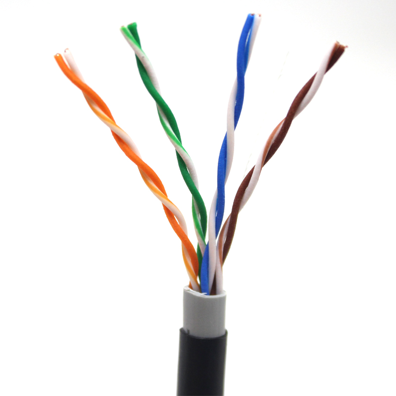 Carrete de cable Ethernet sólido negro Cat5e para exteriores de 1000 pies