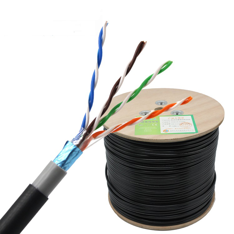 Cable Ethernet CAT5E de doble funda impermeable cobre FTP 4 pares 8 pares